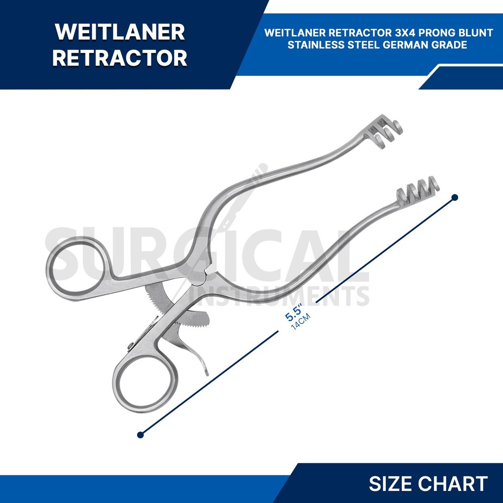 Weitlaner Retractor 5.5" BLUNT 3x4 Surgical Veterinary Instruments German Grade