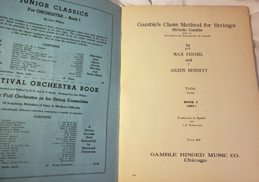 GAMBLE'S CLASS METHOD FOR STRINGS by FISCHEL & BENNETT BOOK 1 VIOLIN