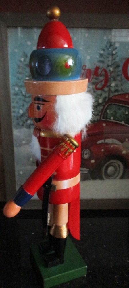 Traditional Festive Hand Painted Nutcracker Holiday Tabletop Décor, 14.5", EUC