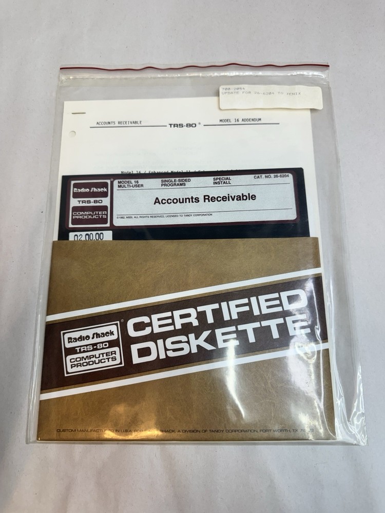 Radio Shack TRS-80 Accounts Receivable Program Diskette Model 16 #24