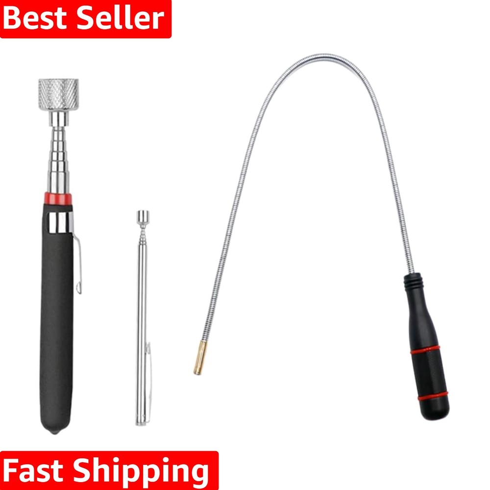 3 Pack Telescoping Magnet Pick-up Tool Set - Retrieving Telescoping Magnet Pi...