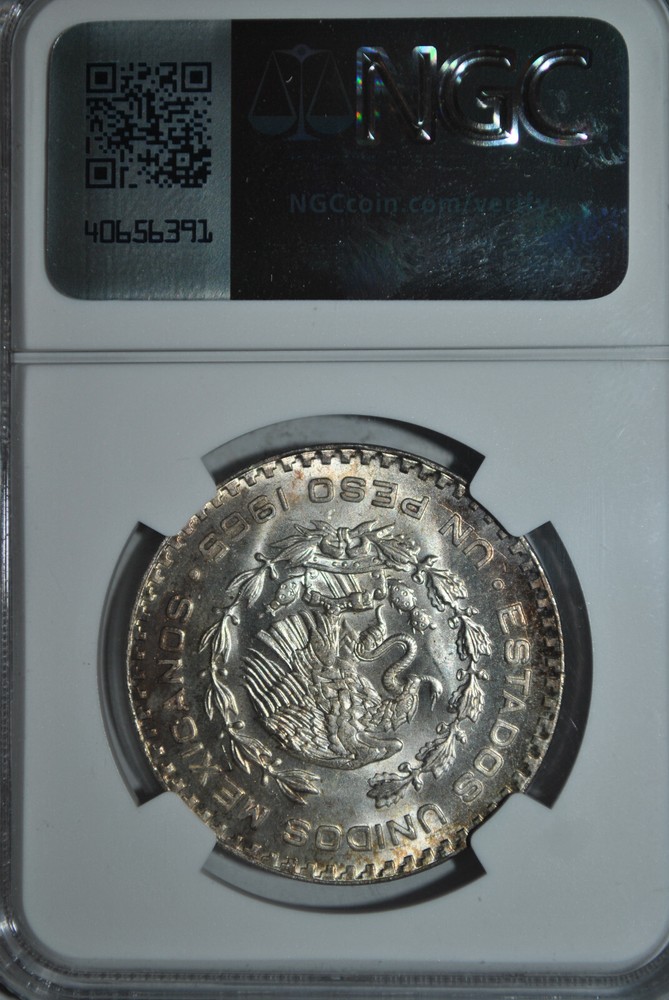 1965 MEXICO Silver 1 PESO NGC MS-67