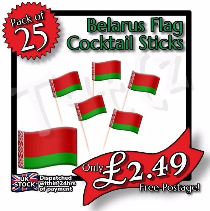 25x Belarus Flag Cocktail Sticks