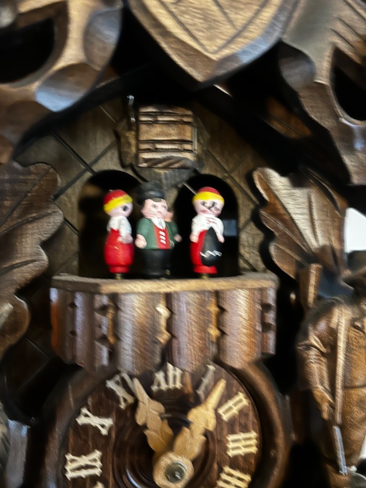 Authentic Black Forest German Cuckoo Clock – Hand-Carved Deer Hunter Theme