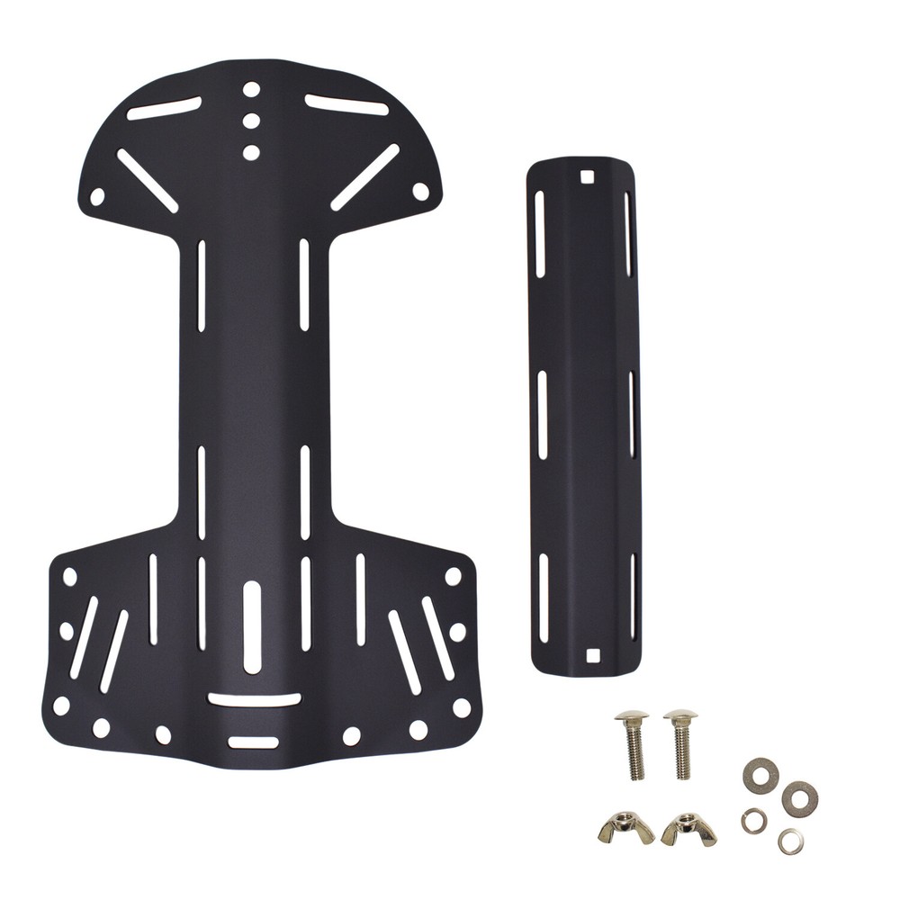 Scuba Tech Low-Volume Aluminum Backplate + Single Tank Adapter – Black Finish