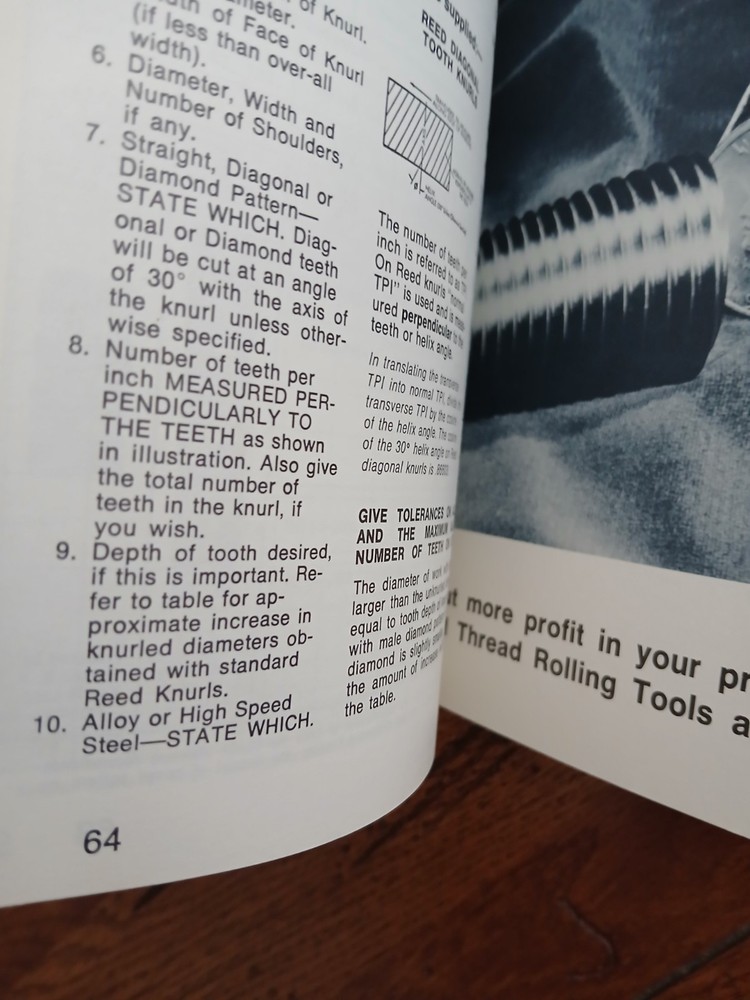 Vintage REED Thread Rolling Handbook Volume 1 Tools & Equipment