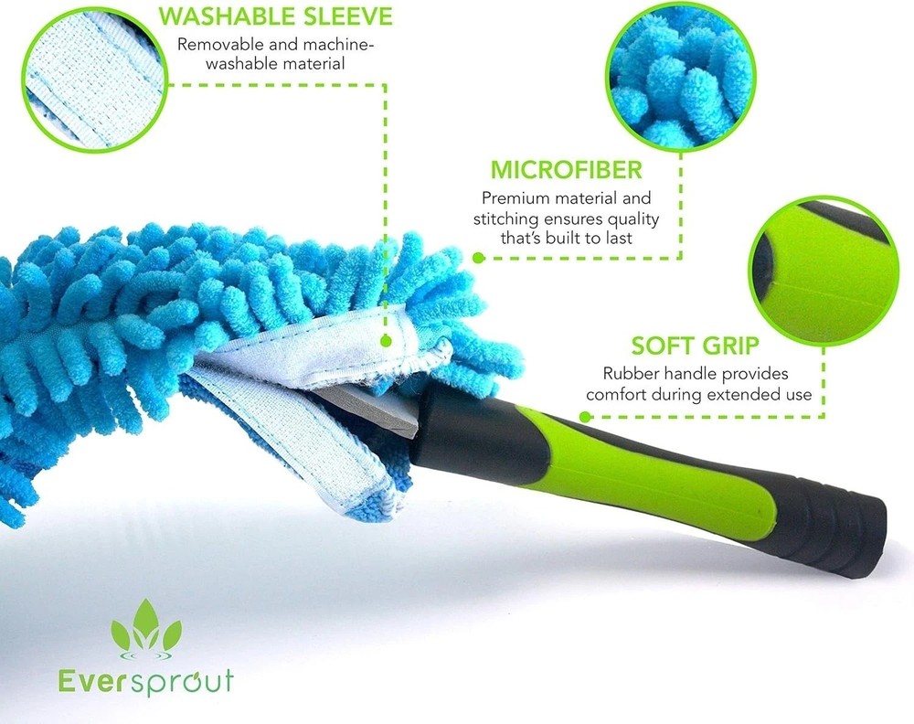 Duster 3-Pack | Hand-Packaged Cobweb Duster, Microfiber Feather Duster, Flexi...