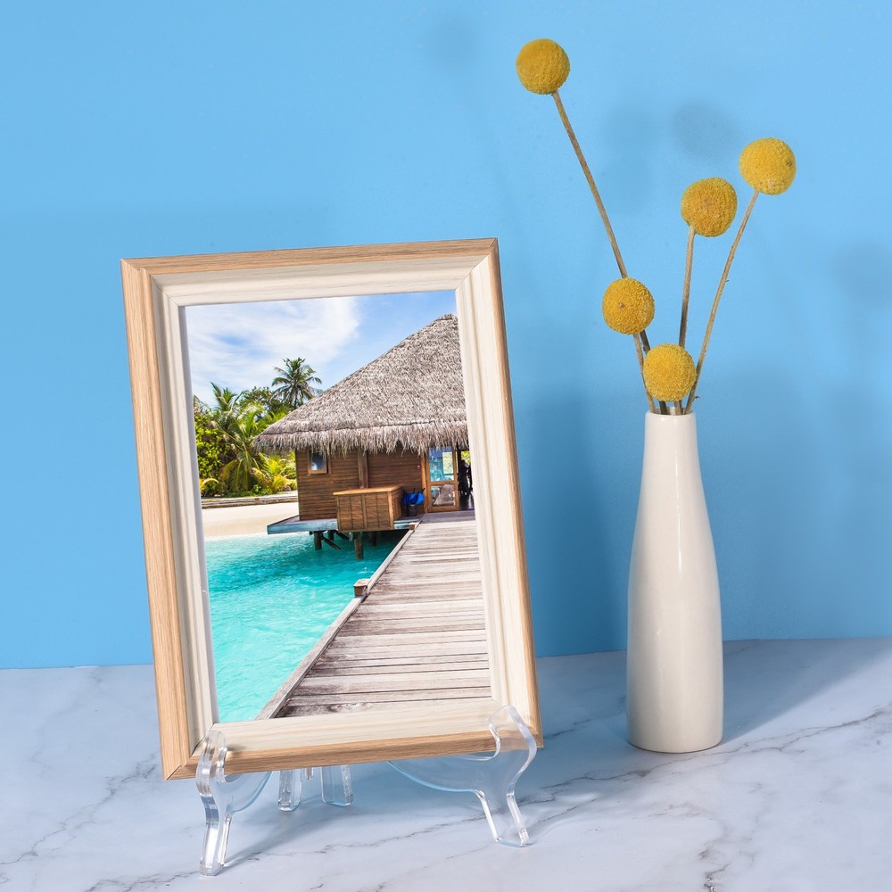 4Pcs 4.3" Easel Plate Holder Decor Plastic Folding Display Stand Clear