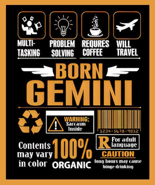 Born Gemini Multi-Tasking Problem Solving Requires coffee Zodiac Sign-MAGNET