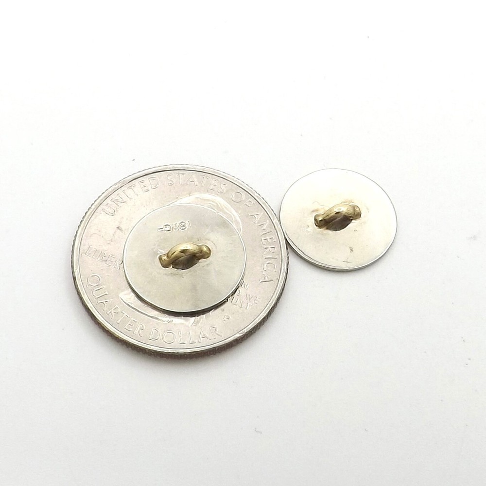Art Deco Solid 18k White Gold Round Signet Buttons Pair Two Engravable