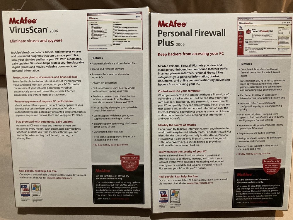 McAfee VirusScan 2006 +Personal Firewall Plus Vintage Security Software Sealed