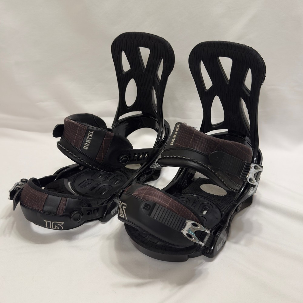 BURTON CARTEL SNOWBOARD BINDINGS W/ HARDWARE 2007 MEDIUM BLACK GREY USED