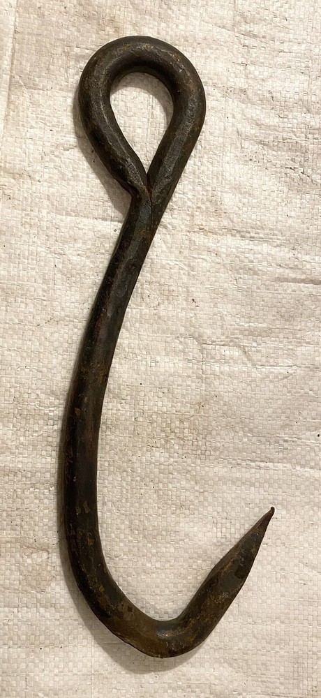 LARGE BLACKSMITH MADE HAND FORGED IRON RETRIEVING HOOK