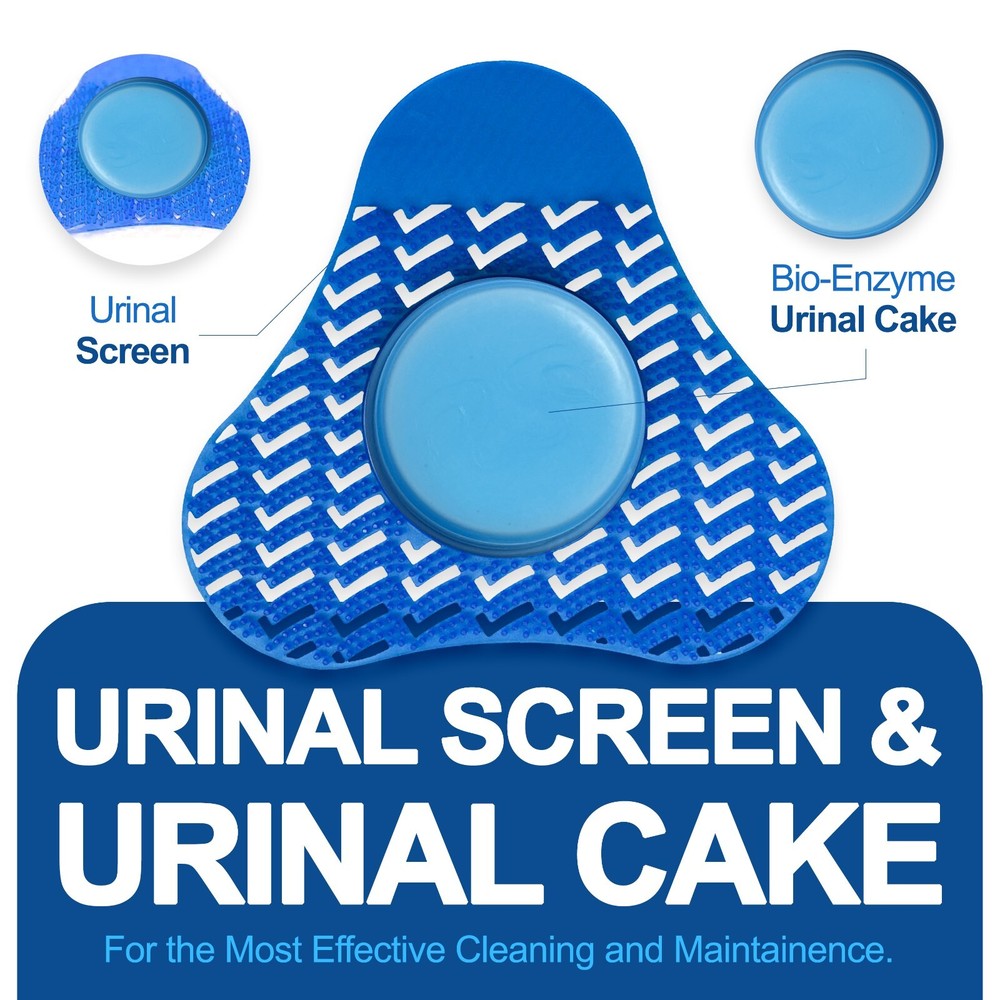 Premium Urinal Screen Deodorizer with Urinal Cakes Ocean Blue Scent - 3 Pack