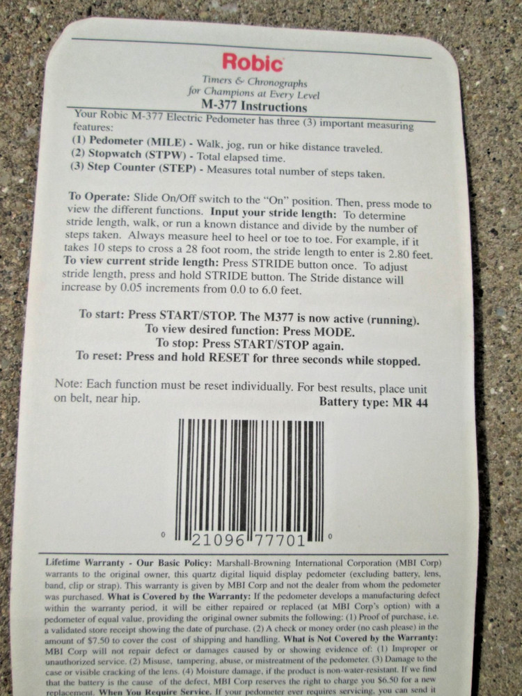 Robic M-377 Multi Mode LCD Pedometer and Stopwatch WORKS!