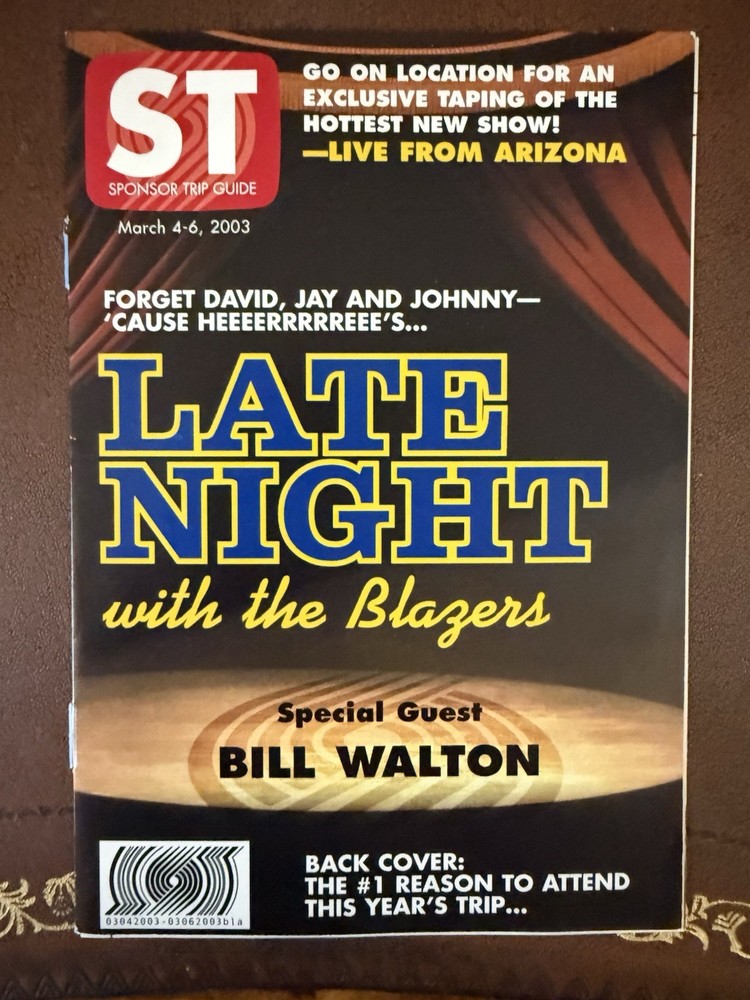 Program From blazers 2003 Sponsor Appreciation Trip. Signed By Bill Walton