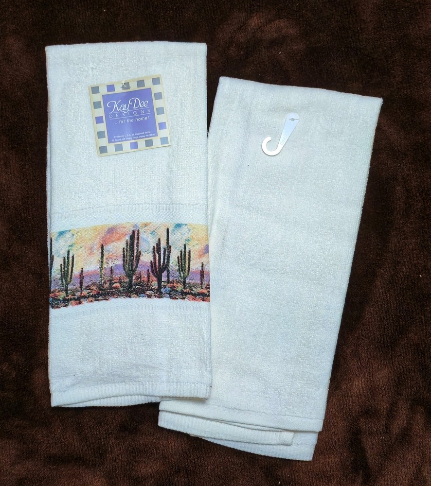 Cactus Border Terry Towel Set Kay Dee Desert Sunset Pattern NWT