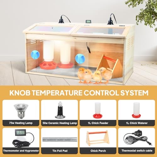 Chick Brooder Box Chick Starter Kit,Large Wooden Brooder Box for Chicks with