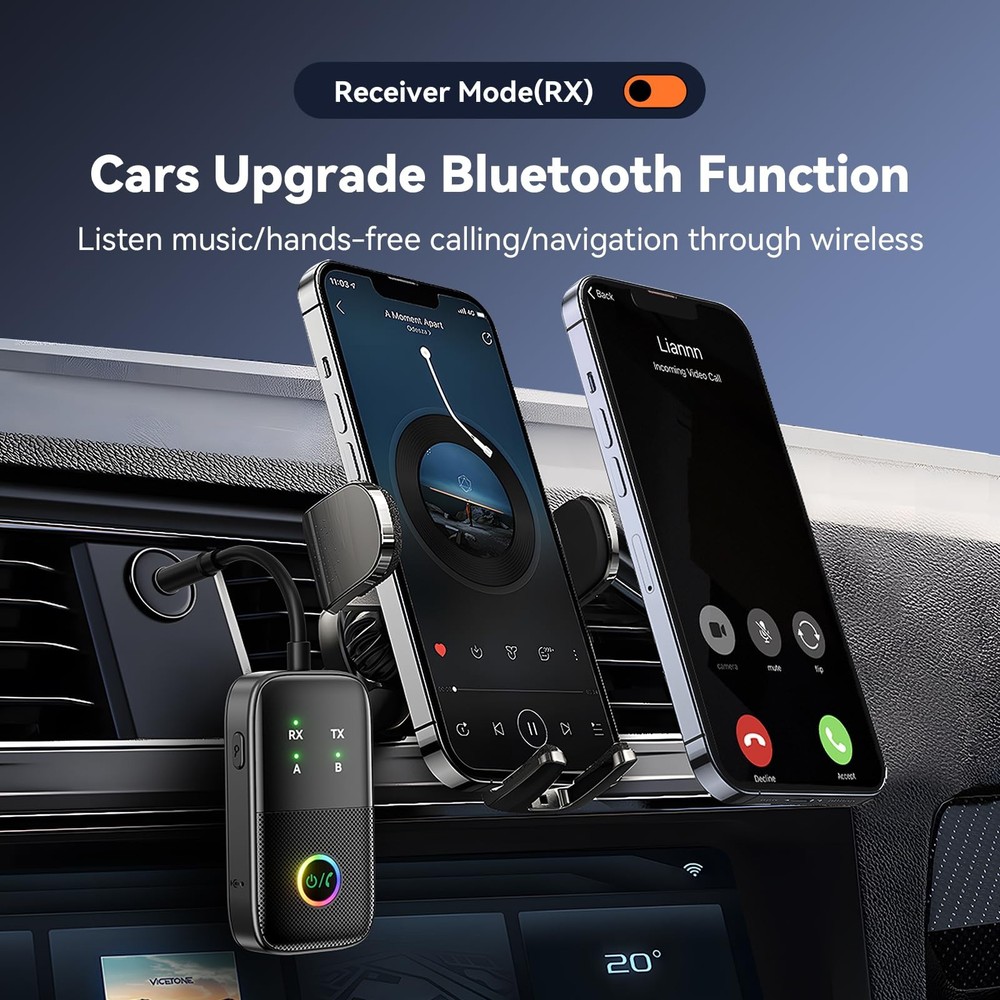 A5 Pro Bluetooth Transmitter Receiver,2-in-1 Airplane Bluetooth Adapter for A...