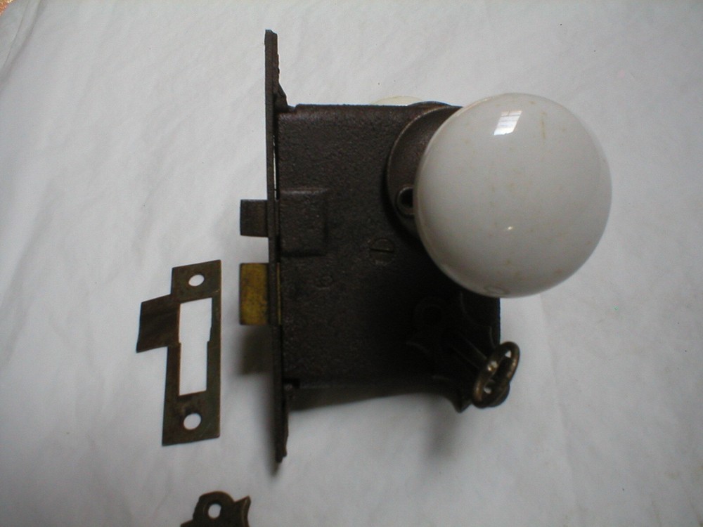 Antique Door Hardware with Porcelain Knobs