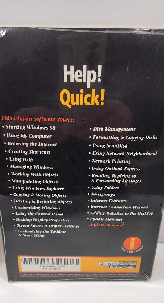 Microsoft Windows 98 Second Edition w/Product Key & Spire I-learn Windows 98 NOS