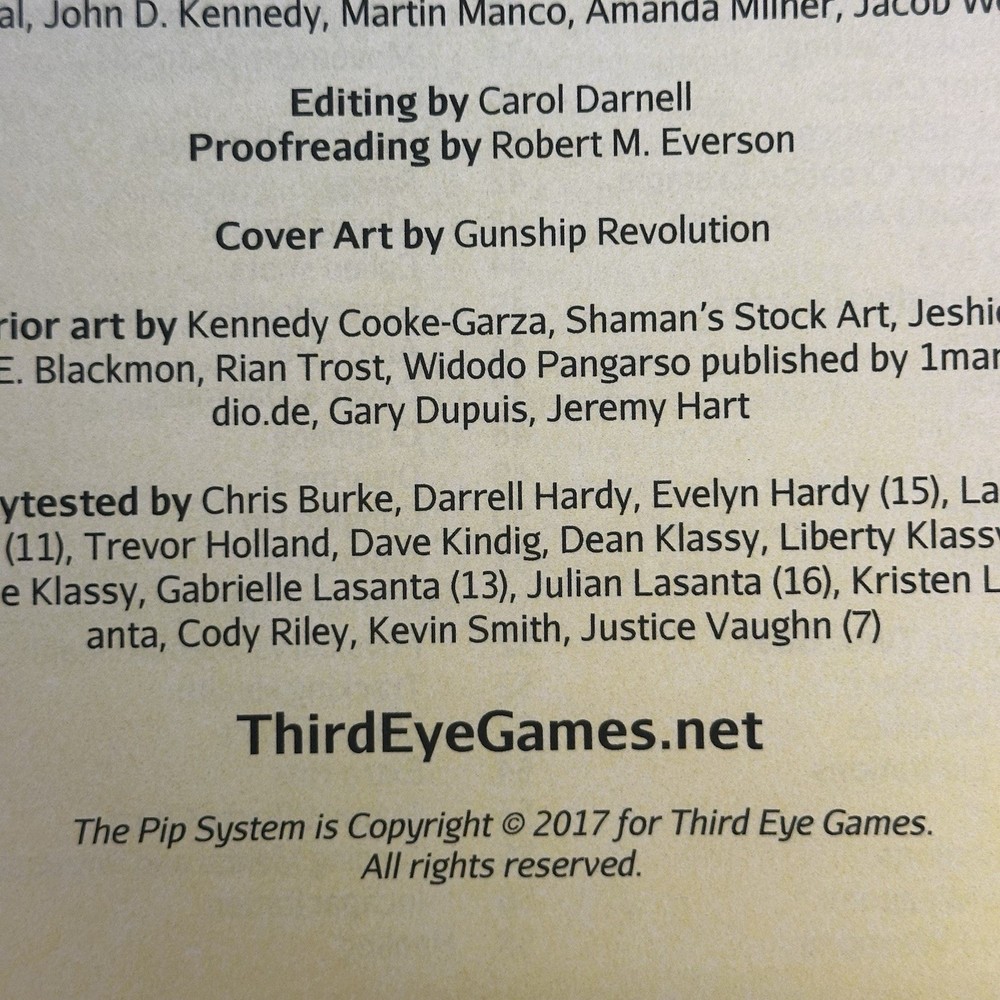 Third Eye RPG Pip System Corebook EX