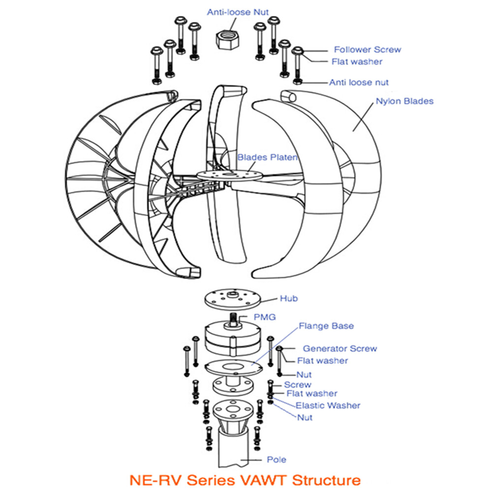 Lantern Wind Turbine Generators 5-Blade Vertical Axis Power Generator W/ Control