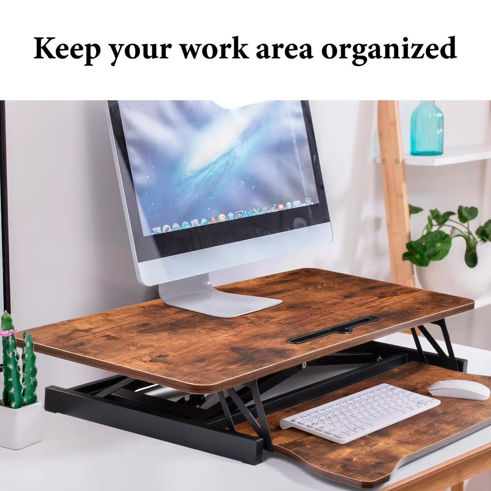 37'' Rustic Home Office Desk Riser Adjustable Standing Desk Converter