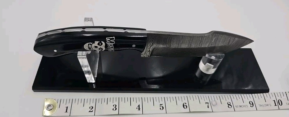 Damascus Fixed Blade Misfits Knife 8" Etched Handle