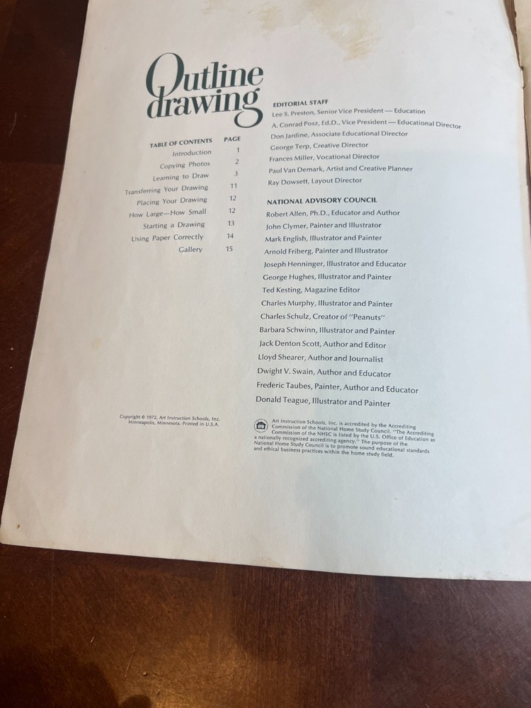 1972 art instruction schools outline drawing book