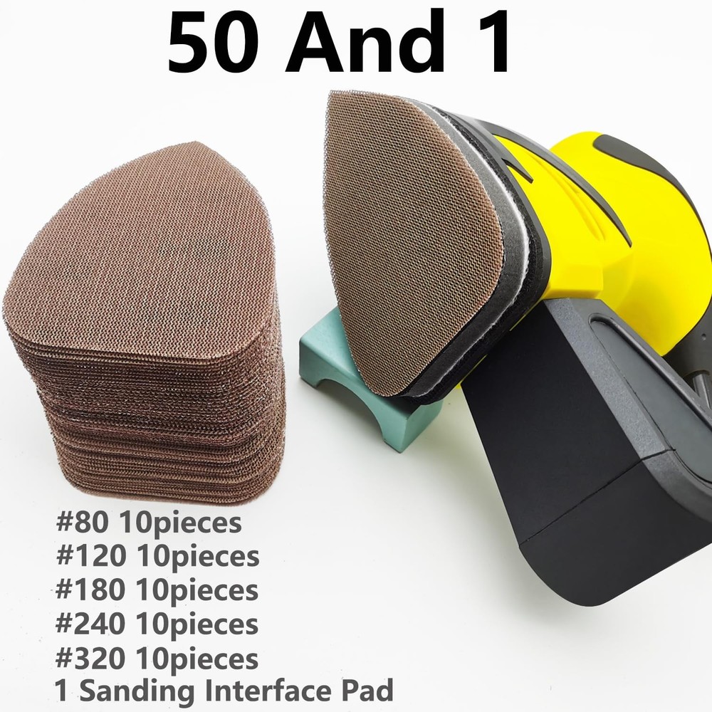 Mesh Sanding Sets, 1Pc Sanding Interface Pad and 50Pcs Sanding 80 | 120 | 180...