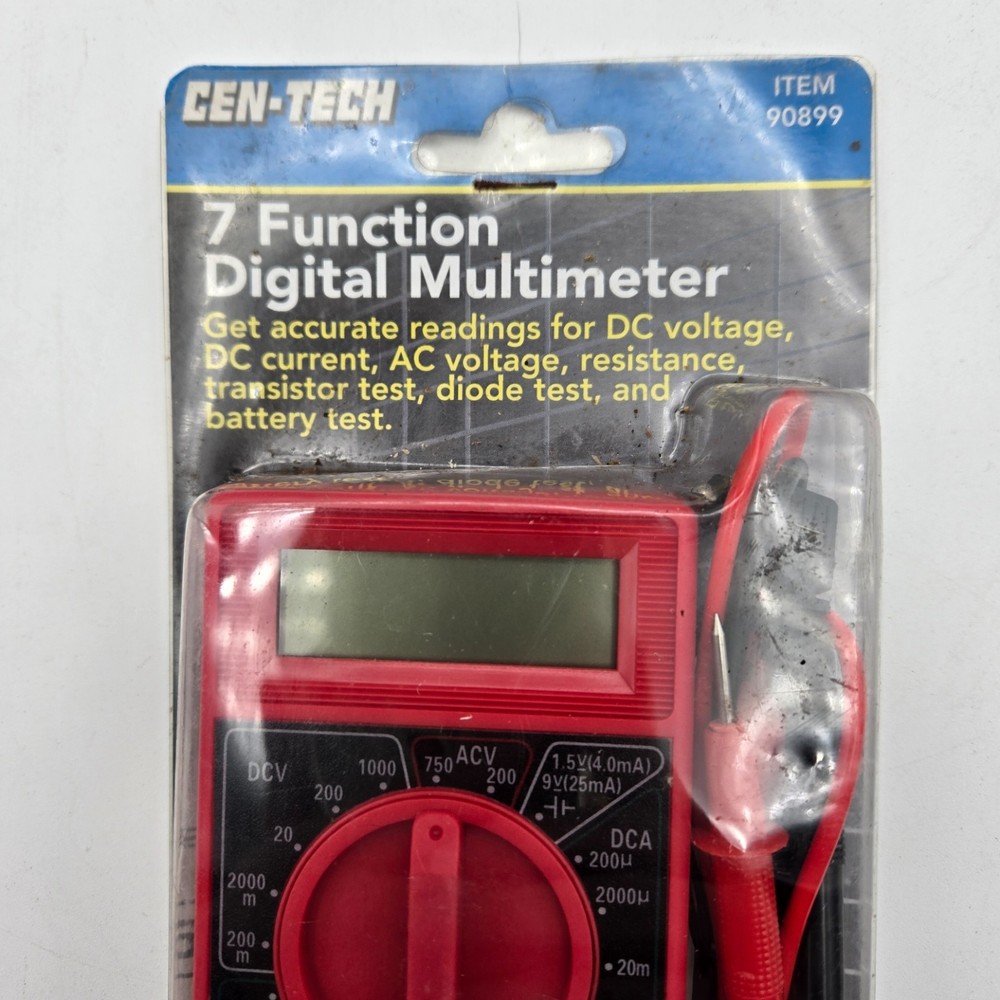 Cen-Tech 90899 Red Black 7-Function Digital Multimeter