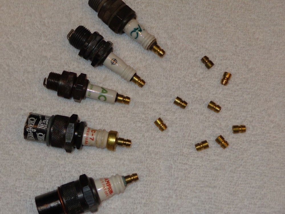 (8) ‘NOS’ Spark Plug Terminal Nuts.....8/32” Brass Spark Plug Terminal Nuts