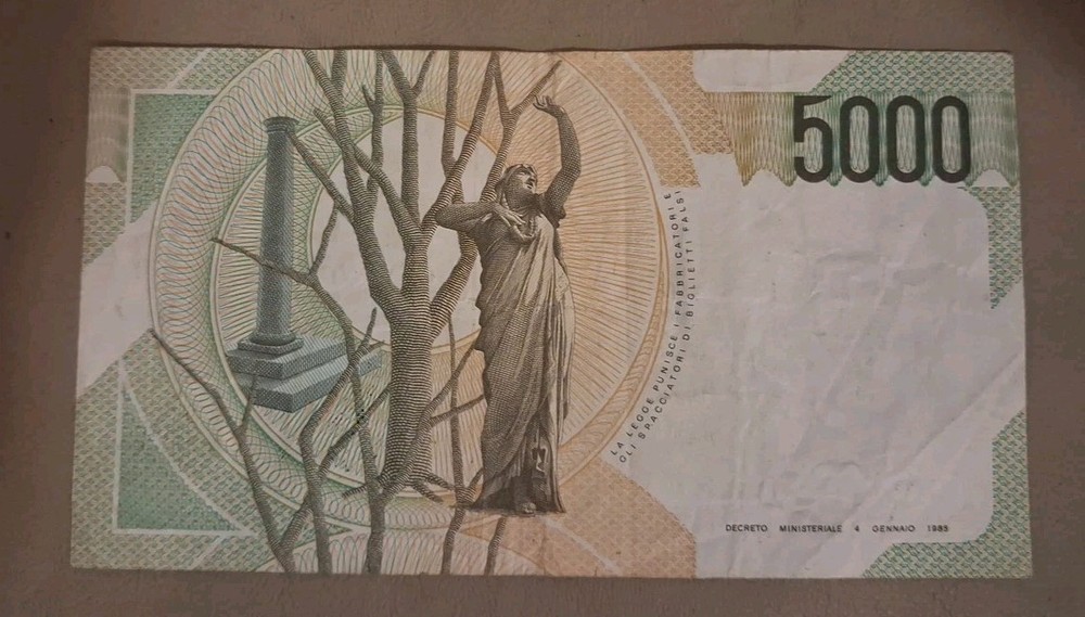 1985 Italy 5000 Lire Note