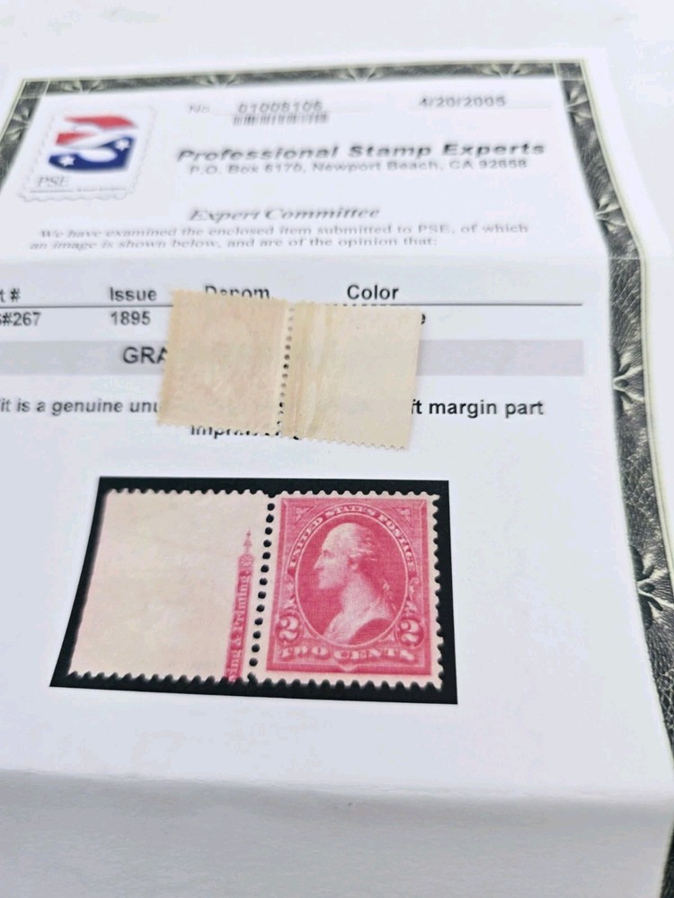 US Scott # 267 OG NH Left Margin Partial Imprint VF80 Grade