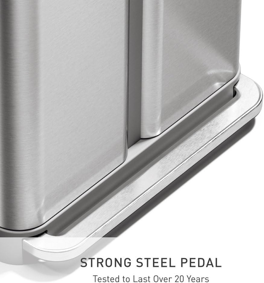58 Liter / 15.3 Gallon Rectangular Dual Compartment Recycling Step, Brushed Stai