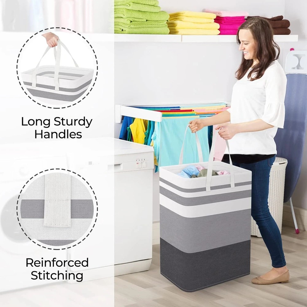 2pack Large Laundry Basket Waterproof Freestanding Laundry Hamper Collapsible US