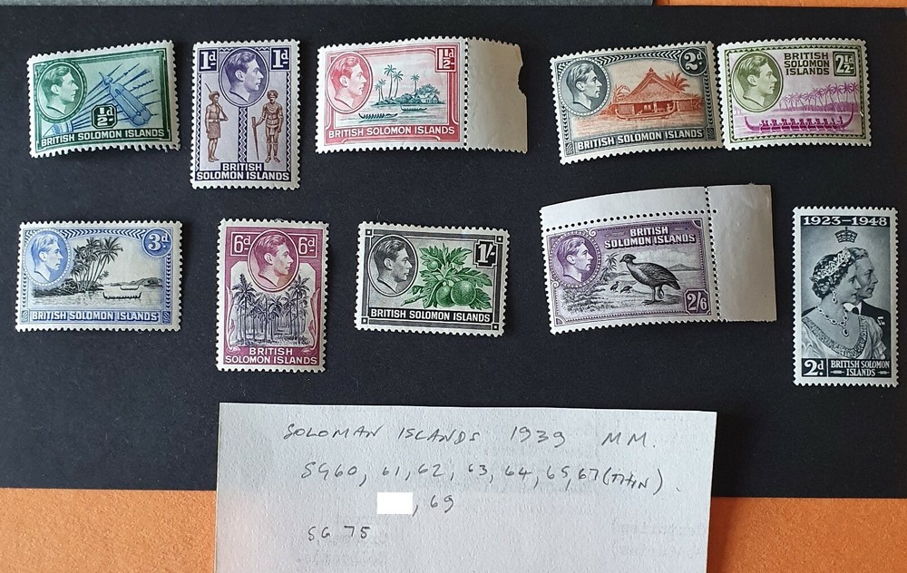 Solomon Islands 1939 Selection MM SG60 etc
