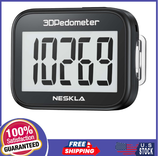 3D Pedometer for Walking Simple Step Counter for Walking with Large Digital D...