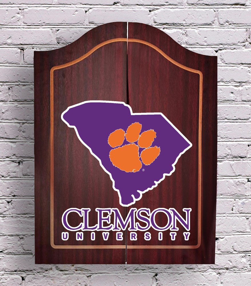 Clemson University Personalized Complete Dart Board Cabinet
