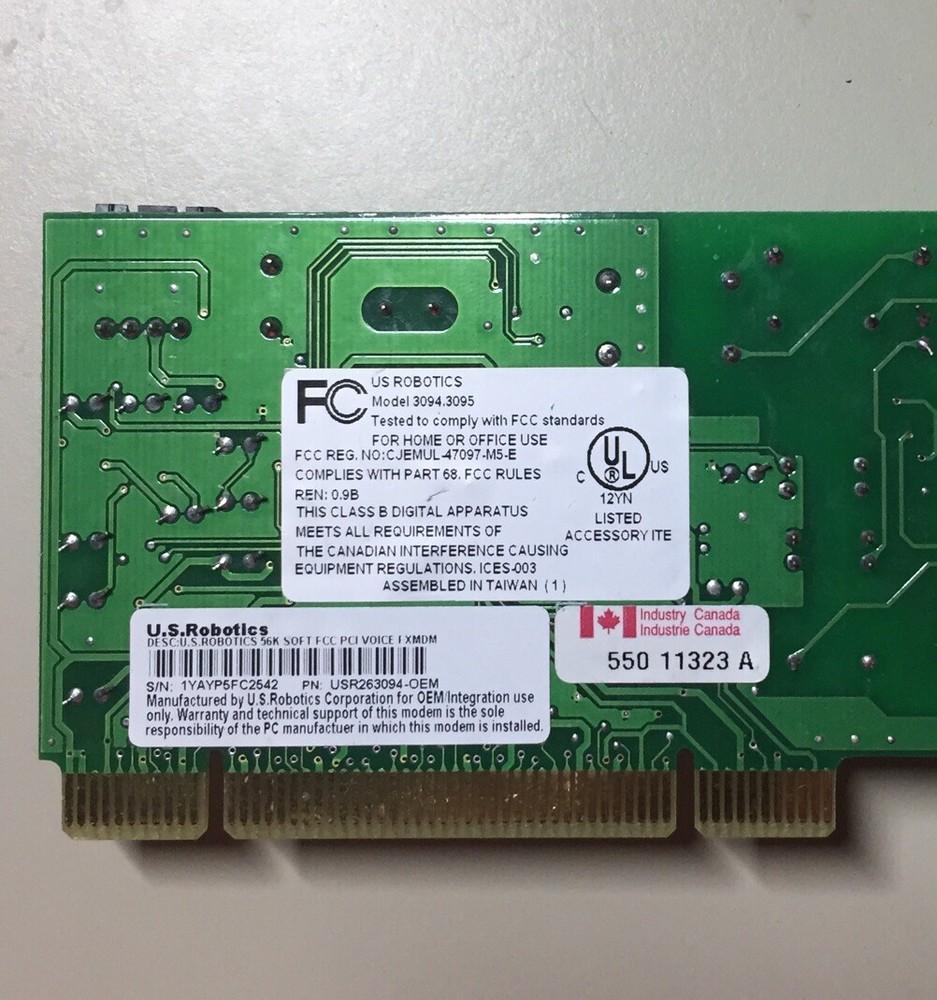 Vintage US Robotics Modem/PCI USR90-11 Modem Card