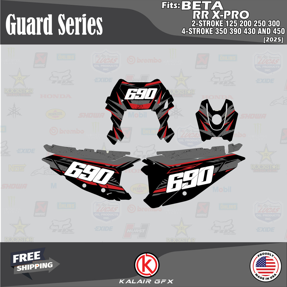 Graphics Kit for BETA RR X-PRO 2025 All Models Guard Series - RED