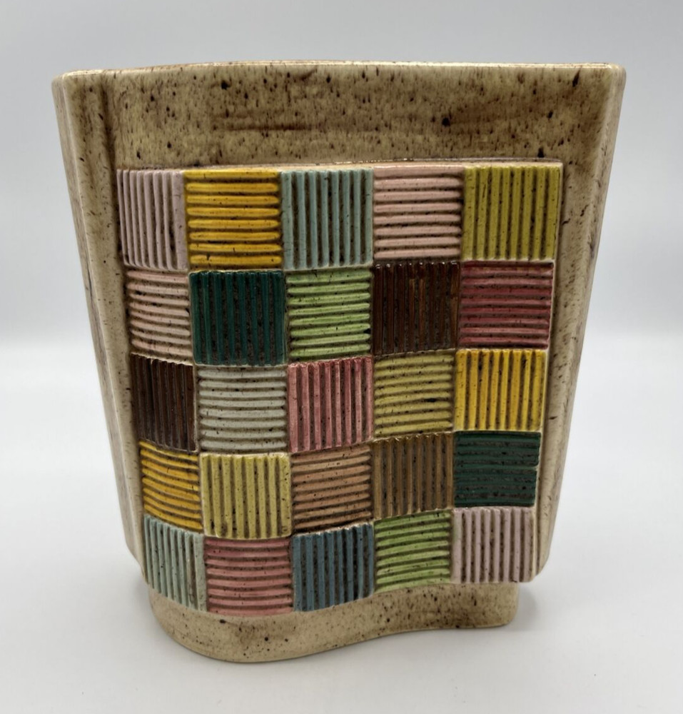 Atlantic Mold Vase Textured Abstract Ceramic 8" tall and 8" wide