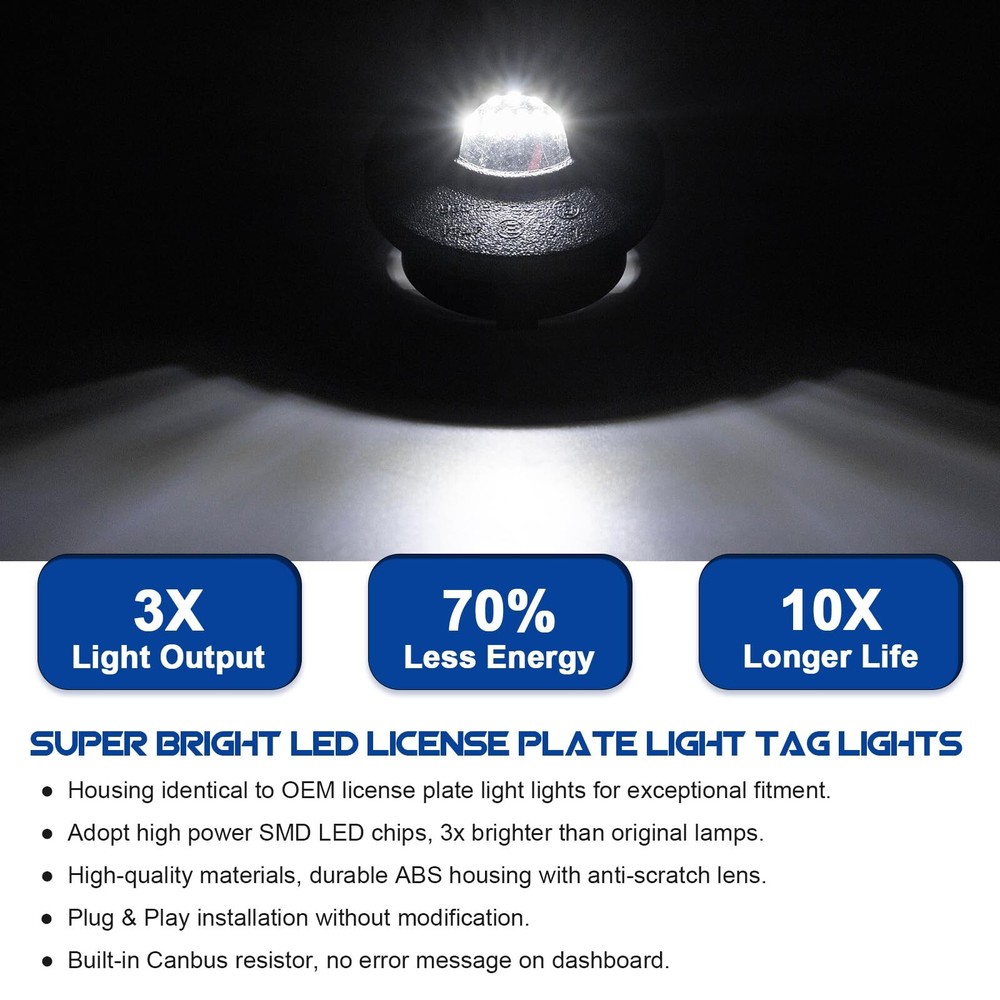 LED 2PCS License Plate tag Lights Replacement for F250 F350 F450 F550 F650 F7...