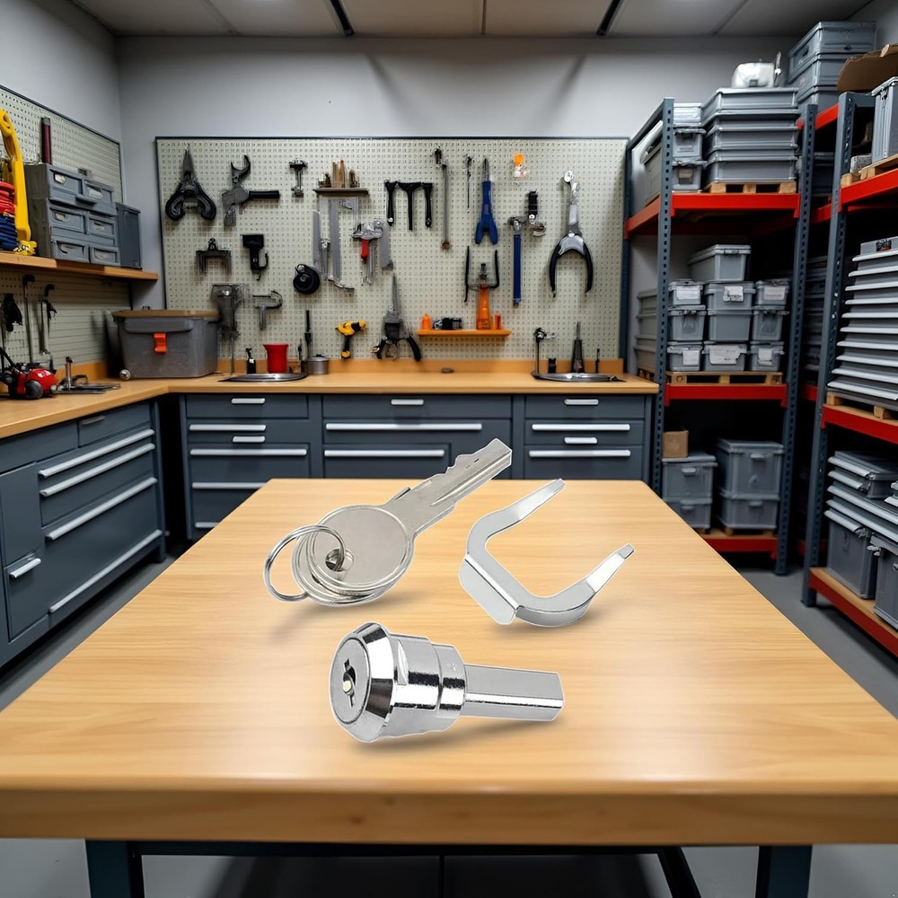 A Set Silver Universal Stainless Toolbox Lock, Lock Iron Cabinet 2