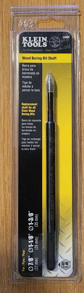 NEW - Klein Tools Wood Boring Bit Replacement Shaft 53938
