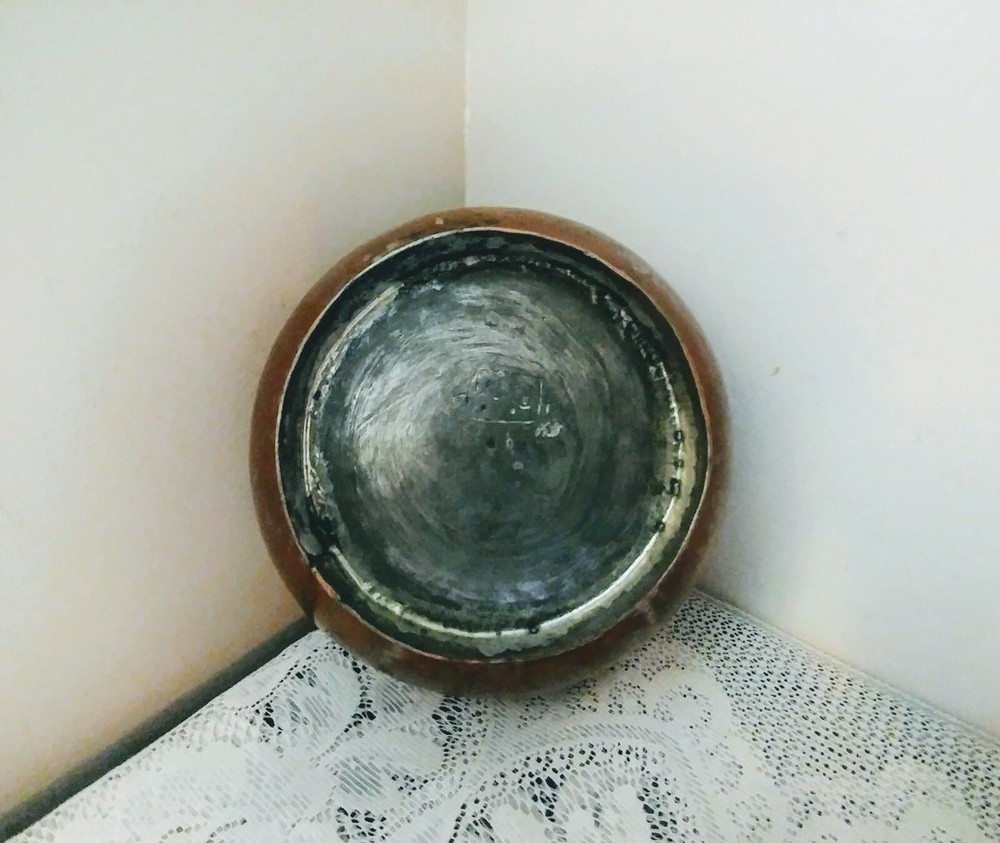Antique Middle Eastern Hammered Copper Footed Bowl Marked
