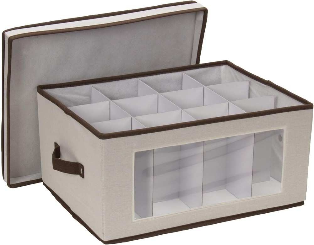 Wine Glass Storage Box Strong Frame And Handles Windowed Panel Fully Removable L
