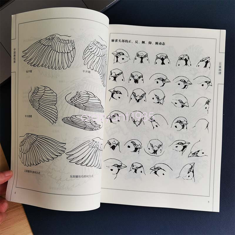 Hundred of Sparrows Drawing Sketch Line Draft Tattoo Design Flash Book Reference