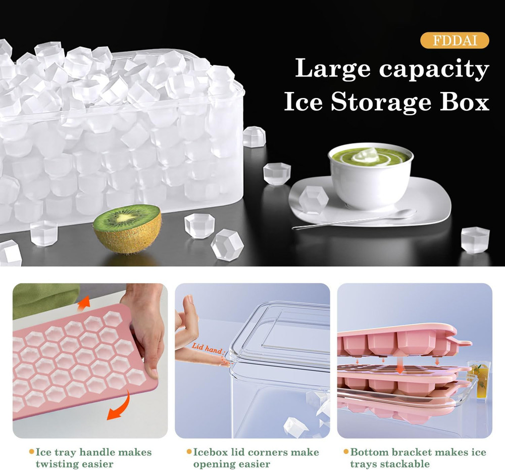 Small Ice Cube Tray for Freezer: Easy Release Ice Cube Maker - Plastic Stackabl